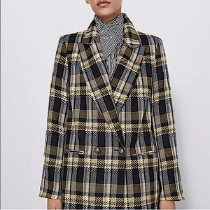 NWT Zara | Plaid Double Breasted Coat